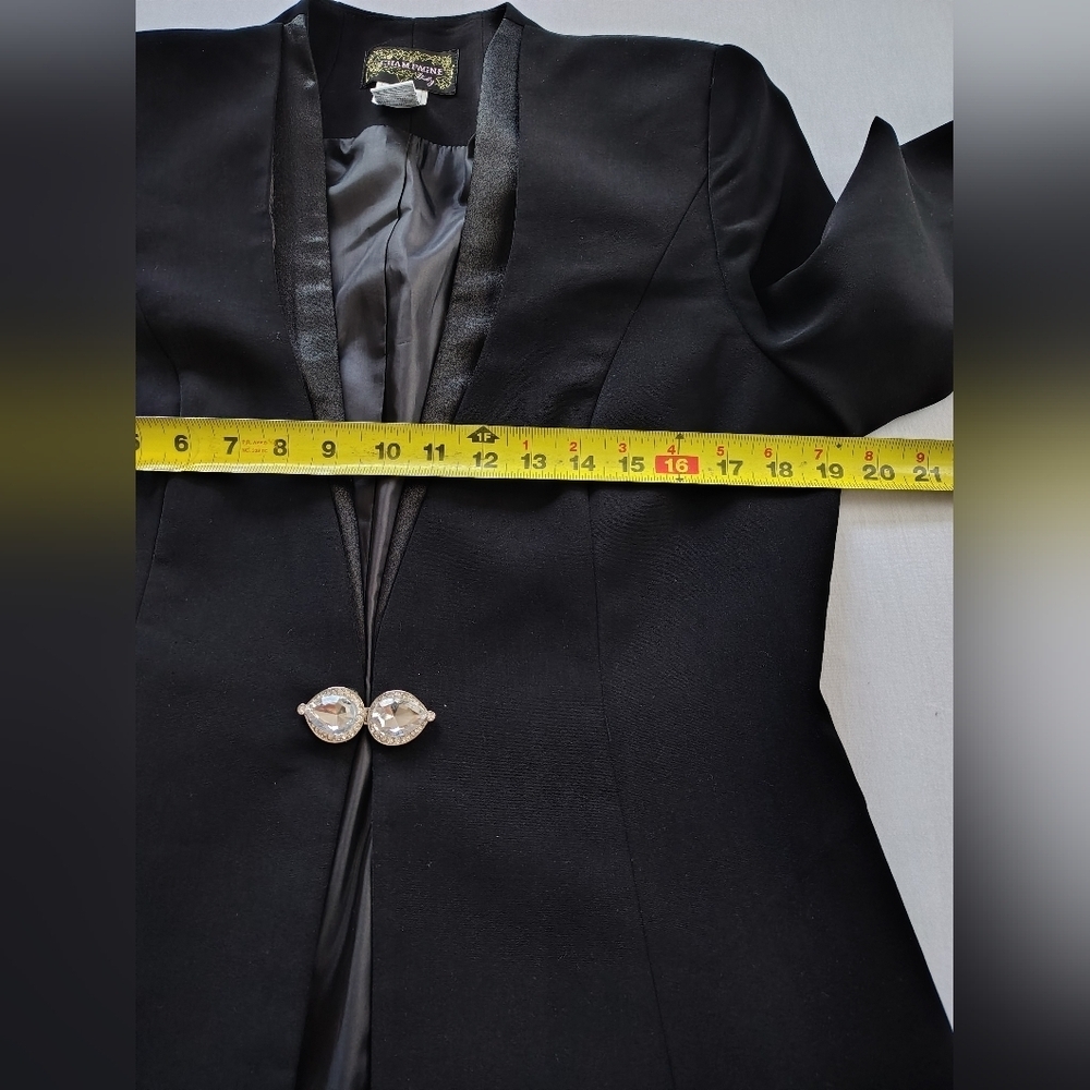 Champagne Black Women's Blazer with Crystal Button Size 8 - Picture 3 of 7